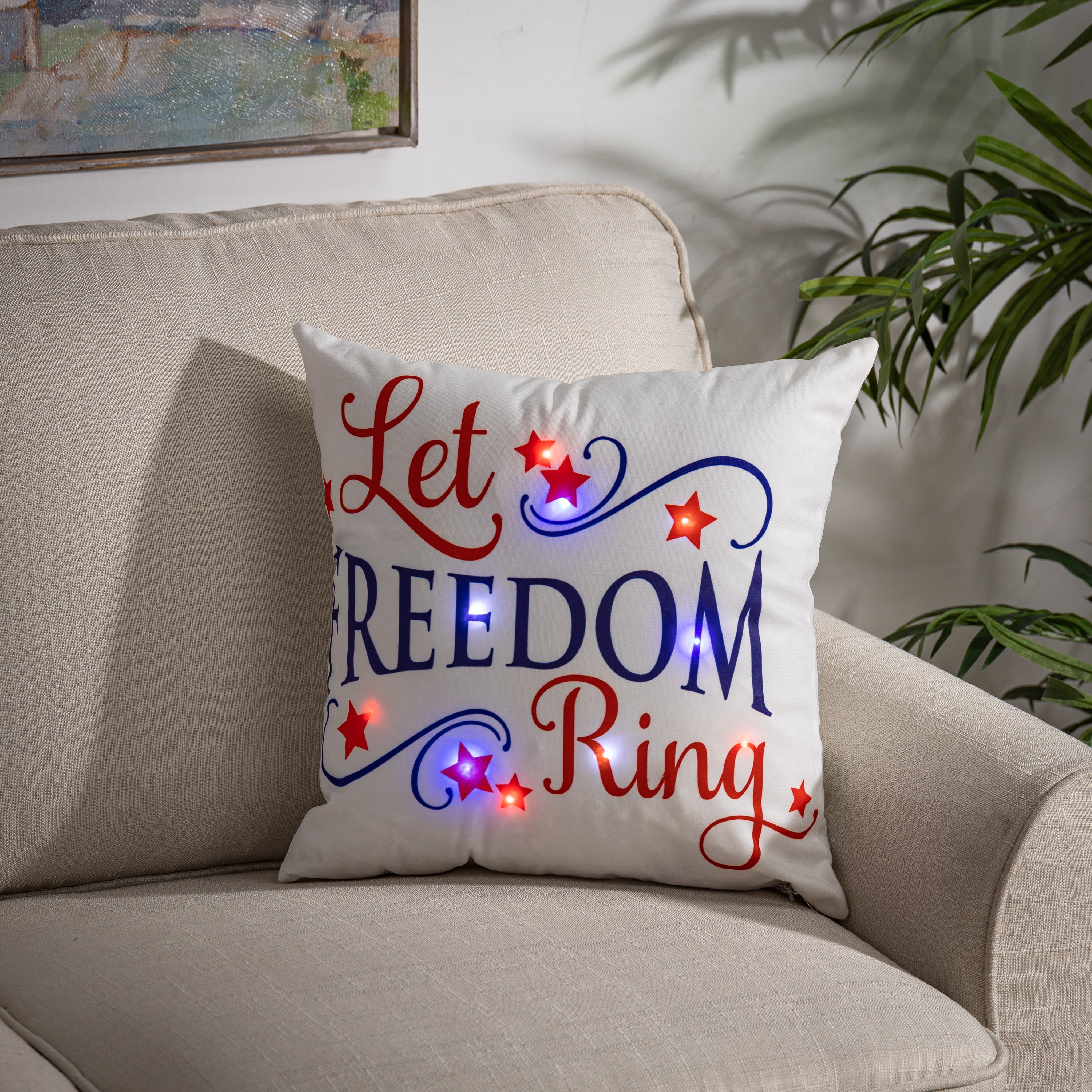 16 Inch Prelit Patriotic Decorative Pillows